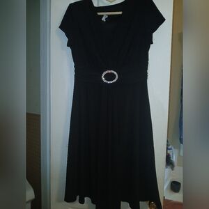 Elegant Black Dress with Embellished Waist